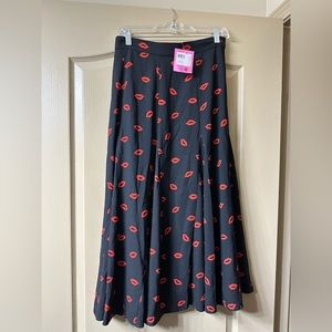 Kate Spade Black and Red Lip Print Skirt